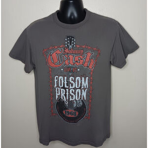 VTG Y2K Johnny Cash Folsom Prison Adult Medium Band T-shirt Gray Zion Rootswear